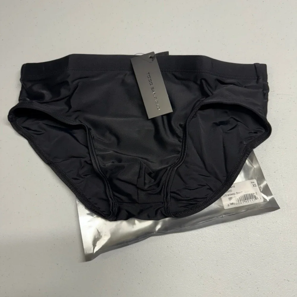 Todd Sanfield Swim Brief Mens XS Black Onyx Sand Ultradeep Swimwear NEW Solid